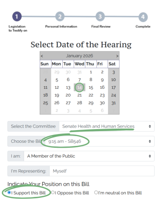 Sign in graphic for SB 546 Senate HHS hearing
