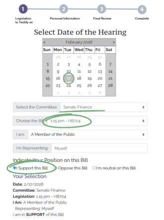 Sign in graphic for HB 704 Senate Finance Hearing