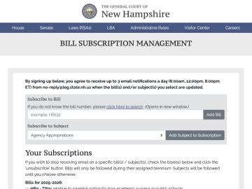 Sign Up for Bill Updates on the State House Website