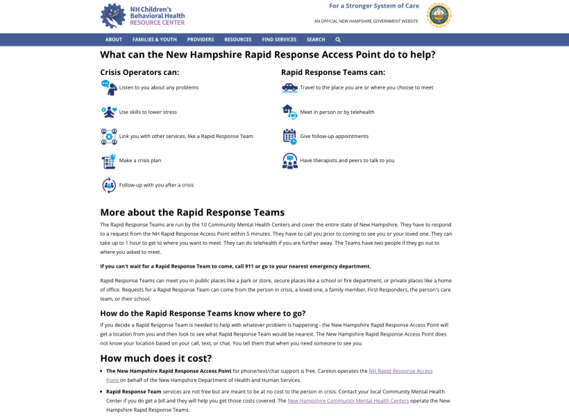 Thumbnail for More about the Rapid Response Teams (NH Children's Behavioral Health Resource Center)